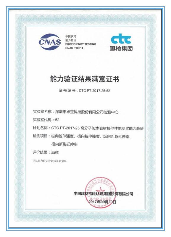 卓寶科技檢測中心通過中國認可能力驗證